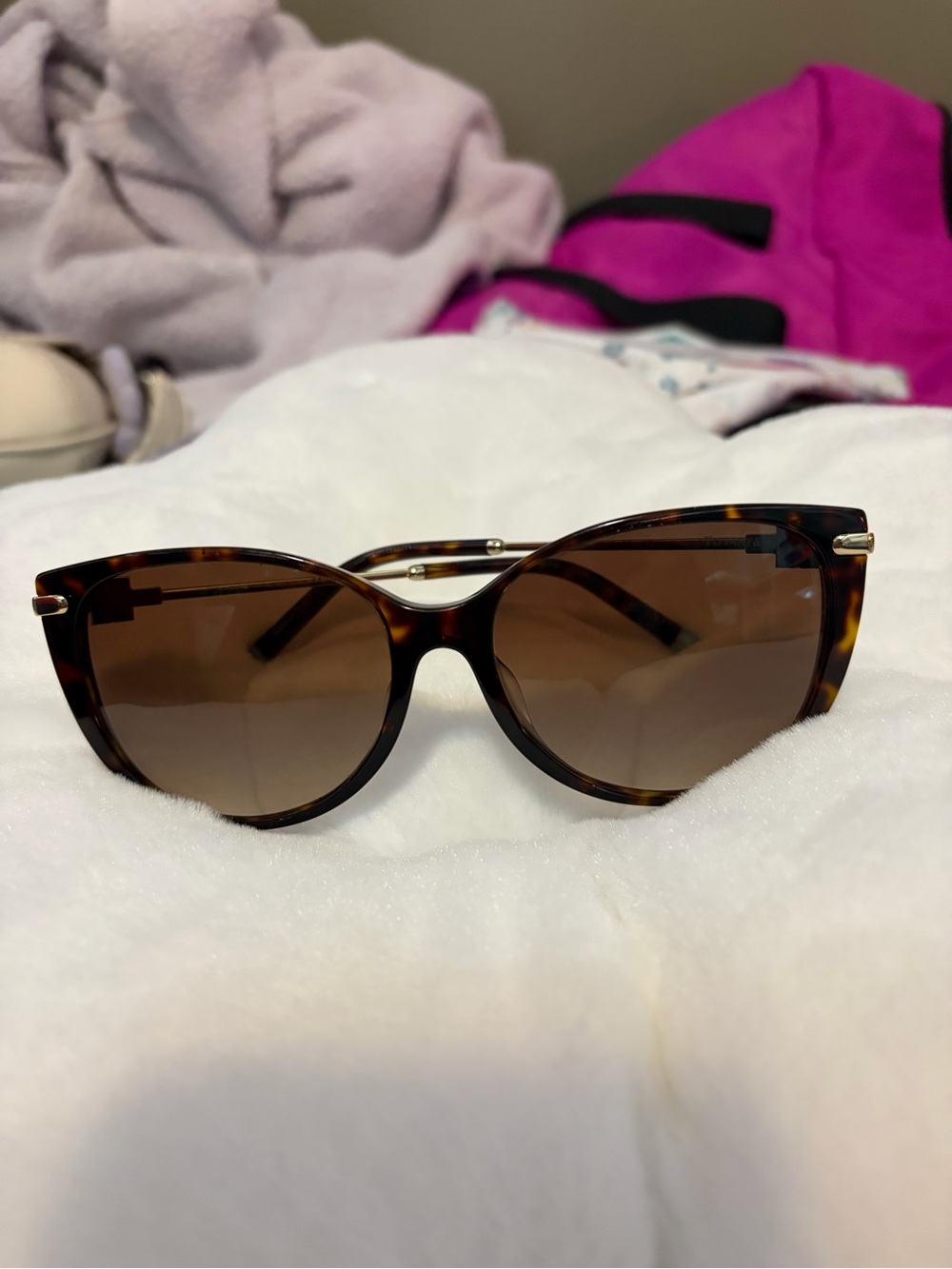 Tiffany&Co Tortoiseshell Cat Eye Women's Sunglasses - Brown Lenses